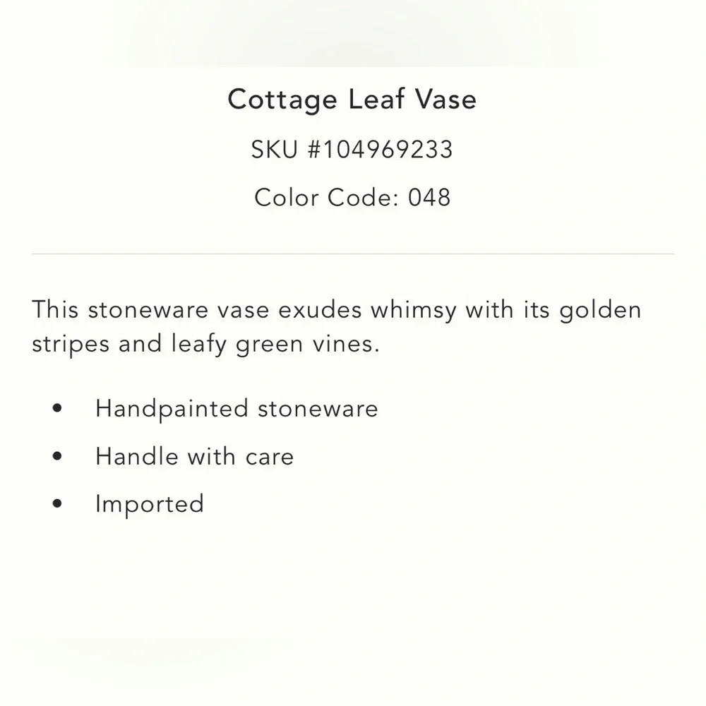 Anthropologie Cottage Leaf Vase - Picture 5 of 5